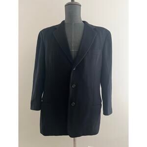 Vintage Giorgio Armani Camel Hair Blazer Navy Blue Size 56 IT 46 US